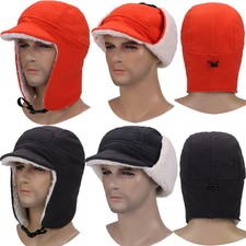Unisex Winter Sherpa Warmer Earflap Hat Hunting Ski Hat Baseball Cap with Visor