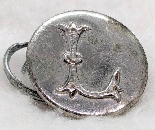 Vintage Button Waterbury 'Superior Quality' Silver Letter "L" Brass 23mm - 7/8"