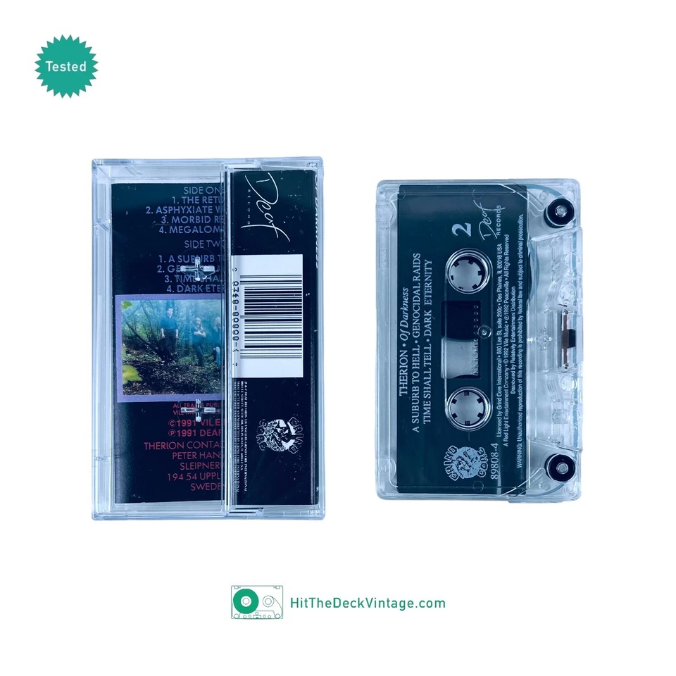 Therion – Of Darkness Cassette Tape (1991) US 1st Death Metal TESTED Foto 2 de 2