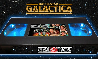 HANDMADE Battlestar Galactica (1978) Retro VHS Lamp +Remote Control - Classic 70s Sci-Fi