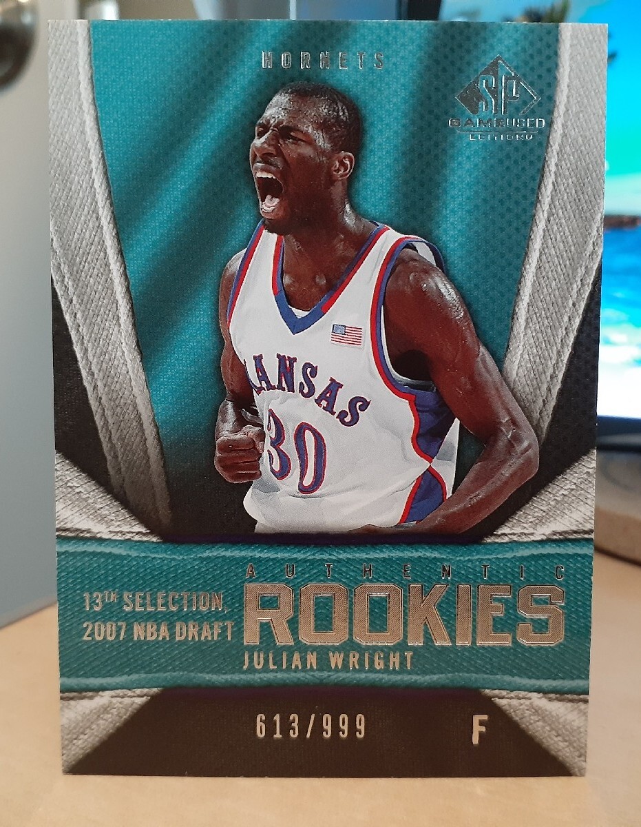 2007-08 JULIAN WRIGHT SP GAME USED #153 ROOKIE RC #d/999 KANSAS JAYHAWKS