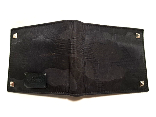 Valentino Garavani Geldbörse schwarz Camouflage Jacquard Shell und Leder Brieftasche - Bild 10 von 13