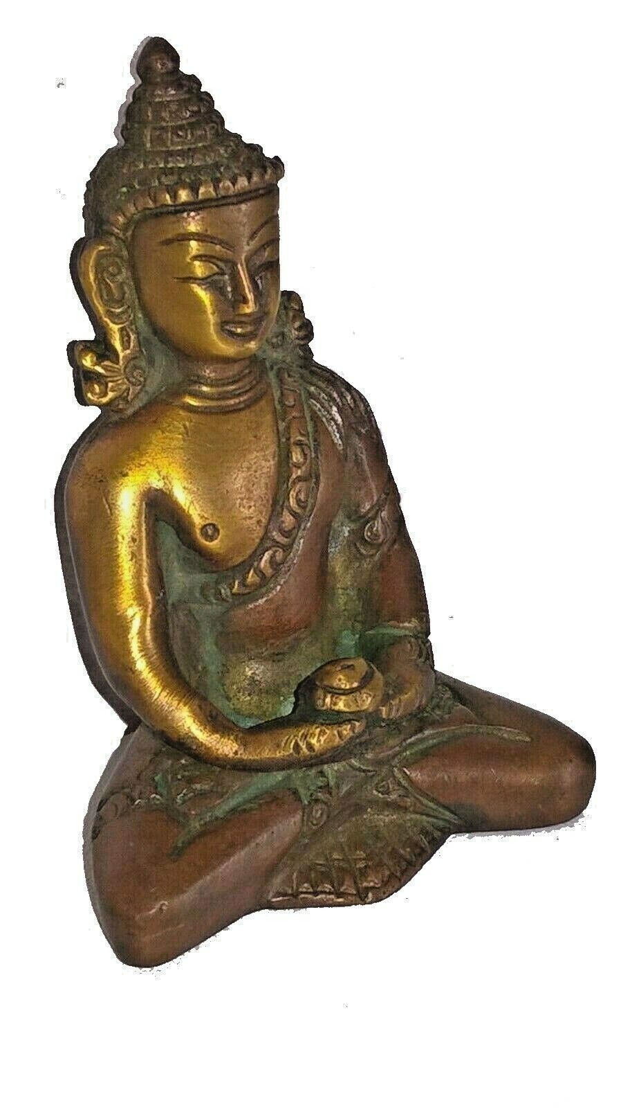 Statuette Bouddha Thaï bronze statue décorative d'Asie pour salon zen