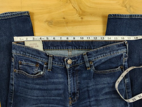 MENS HOLLISTER ZIP FLY SKINNY CLASSIC DISTRESSED BLUE DENIM JEANS 33 X 32 - Picture 5 of 8