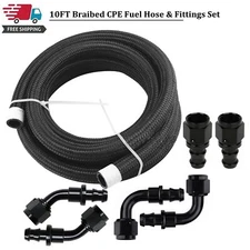 10ft 4/6/8/10/12AN Braided CPE Fuel Oil Line & 6PCS Push Lock Hose Fittings Kit