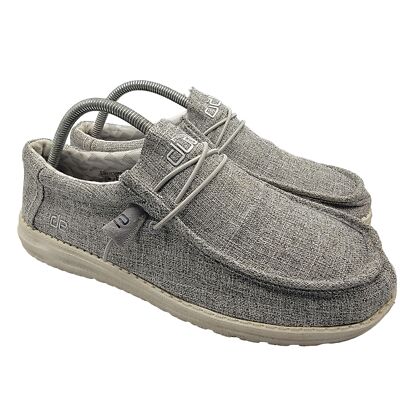 Hey Dude Wally Linen Mens 8 Gray Slip-On Comfort Shoes Casual Lightweight Hey Dude Wally Linen Mens 8 Gray Slip-On Comfort Shoes  main image 3