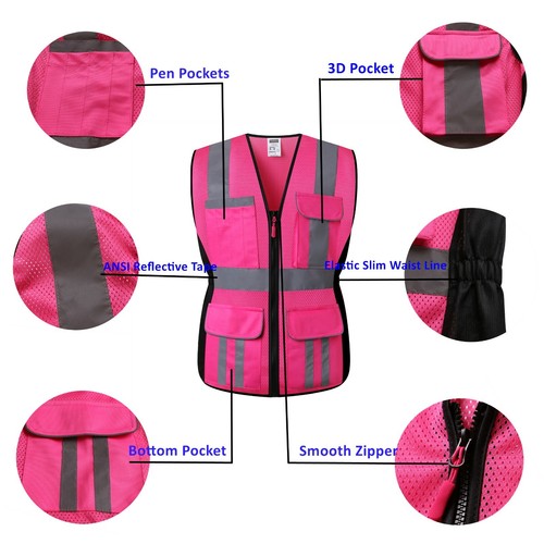High Visibility Women Safety Vest Reflective Breathable Mesh Work Vest For Lady - Picture 27 of 36