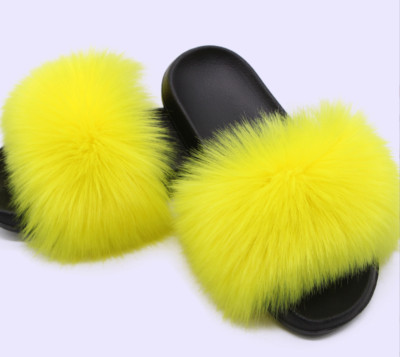 Schuhe Faux Fluffy Pelz Sliders Warme Hausschuhe Mode Sandalen Neu Damen