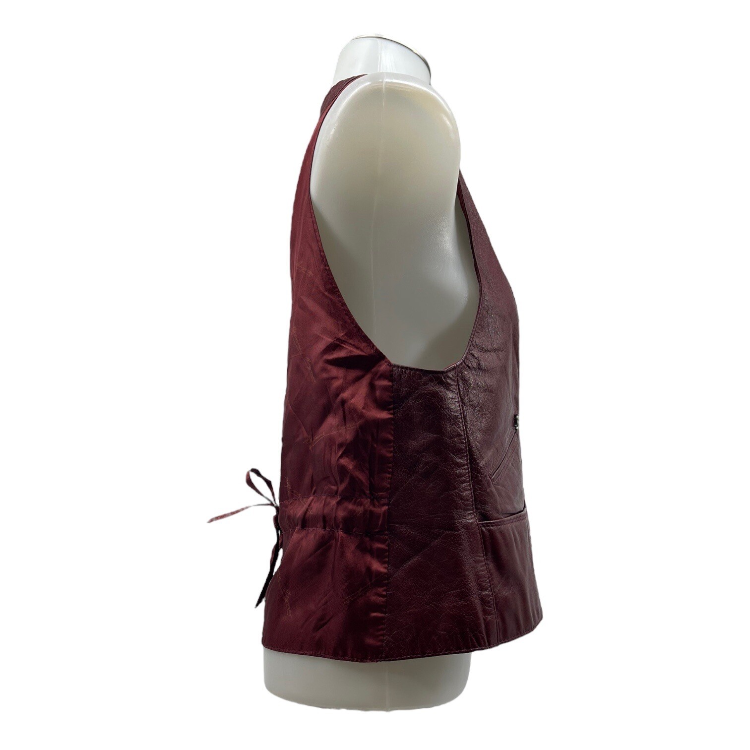 Vintage 70s ETIENNE AIGNER Womens 8 Leather Vest Sleeveless Jacket OXBLOOD RARE image 5