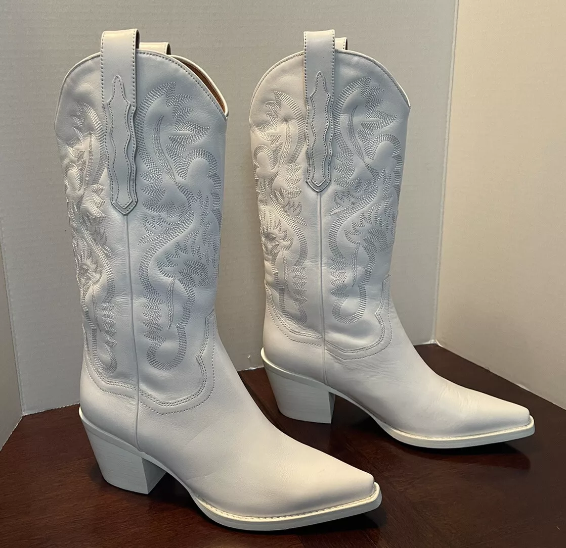 JEFFREY CAMPBELL DAGGET WESTERN BOOT WOMEN S WHITE COMBO SIZE 6 eBay