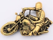 Solid Brass Motorcycle Street Bike Rider Vintage 1970s Belt Buckle