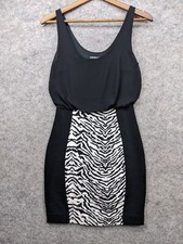 Express Dress Womens XS Black White Sleeveless Blouson Bodycon Cocktail
