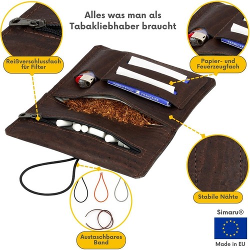 SIMARU Tabaktasche Drehertasche Zigarettenetui aus Kork wasserabweisend vegan - Bild 21 von 36