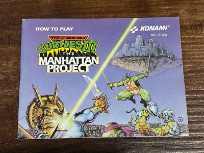 Turtles III Manhattan Project 3 Ninja Nintendo NES Instruction Manual Only