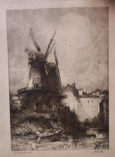 Antique Hedley Fitton "Ancient Landmarks" Original Etching Signed 2 Windmills - Picture 2 of 5