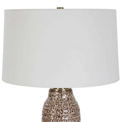 Uttermost Padma Transitional Ceramic Iron and Fabric Mottled Table Lamp in Brown - Picture 5 of 7