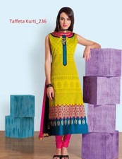 Indian Kurti Printed Digital Pakistani Kurta Women Tunic Tafeta Silk Top Ethnic