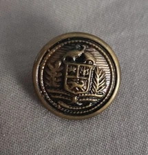 Five Vintage 5/8" Wide Brass Colored Shank Buttons with Crests