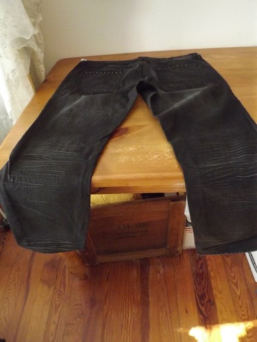VTG AKOO distressed BLACK JEANS SZ 42W metal studs 8 POCKETS - Picture 8 of 11