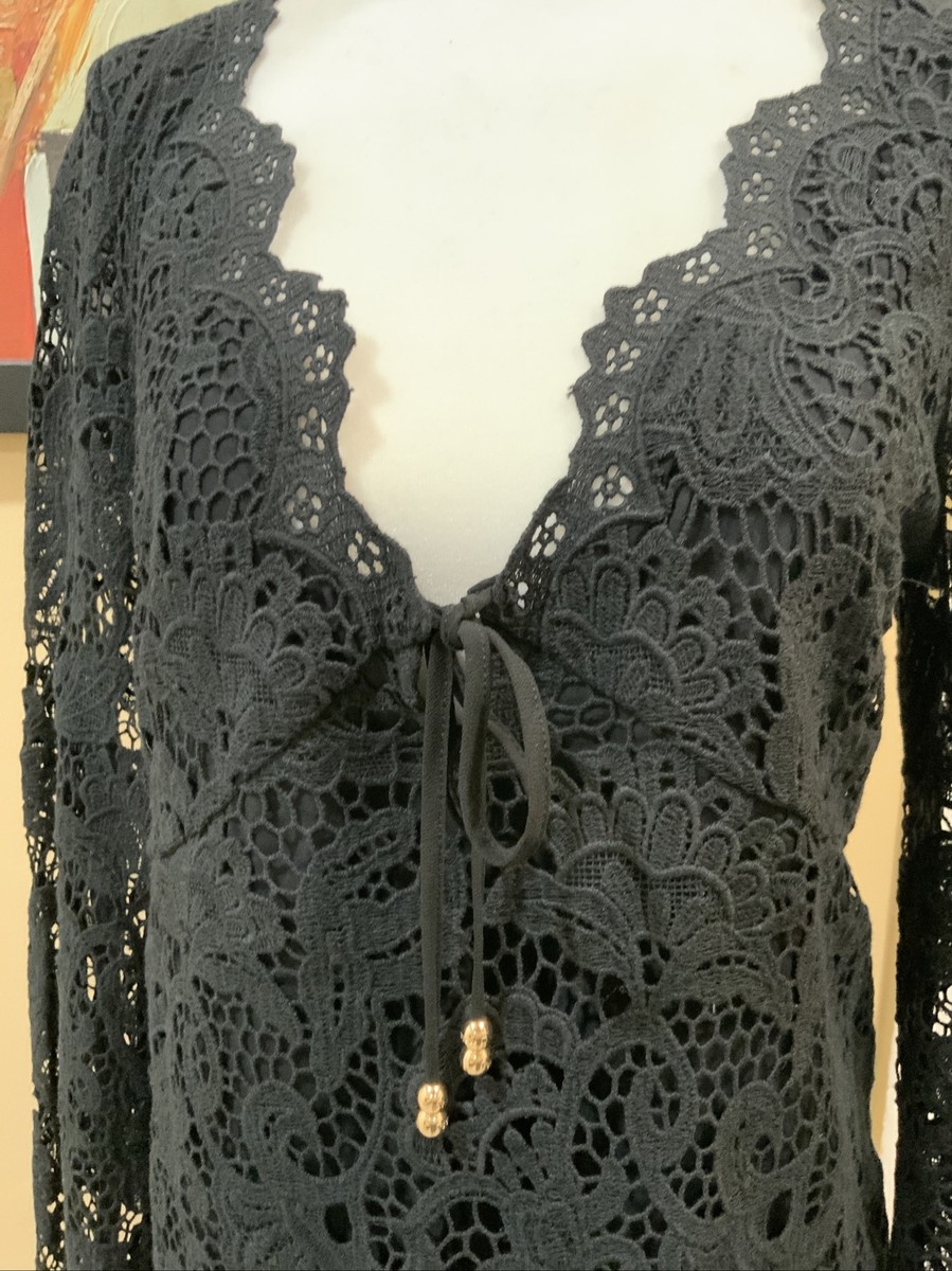 Juicy Couture Corded Lace Shift in Black Floral Lace long Sleeve Dress 10 | eBay Juicy Couture Corded Lace Shift in Black Floral Lace long Sleeve Dress 10 | eBay