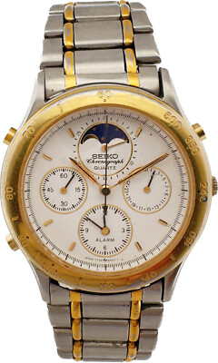 Vintage Seiko Moonphase Men's Quartz Chronograph Wristwatch Vintage Seiko Moonphase Men's Quartz Chronograph Wristwatch