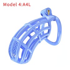 Blue Male Chastity Cage Resin Chastity Device Long/Short Lock Belt with 4 Rings