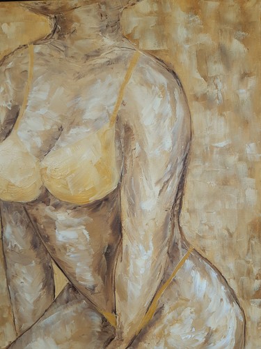 Pintura de desnudos figurativa femenina arte original sin rostro obra de arte al óleo 20 por 16 - Imagen 3 de 7