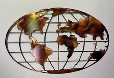 World Map - Metal Wall Art - Copper 30" wide