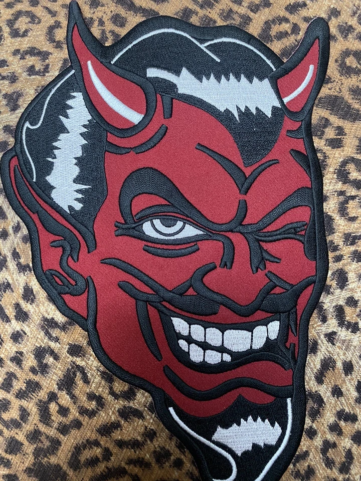 Red Devil Biker Large Embroidered Iron-on Patch - Image 2 of 3