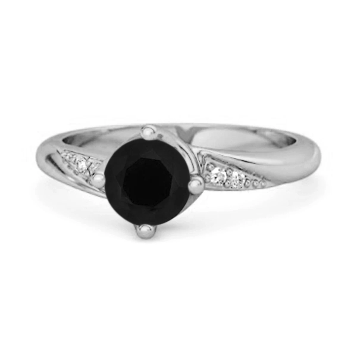 Solitario 0.25 Ctw Nero Spinello Accenti 925 Argento Sterling