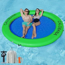Round Floating Ring Inflatable Water Hammock Heavy Duty River Floats Lake Raft f