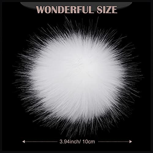 14 Pieces Faux Fur Pom Pom Balls for Hats DIY Faux Fur Pompom with White - Bild 3 von 6