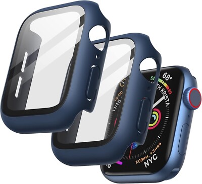 2x Hard Case für Apple Watch Series 4 5 6 SE 44mm Schutz Hülle 360 Cover Navy
