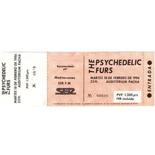 THE PSYCHEDELIC FURS Concert Ticket Stub VALENCIA SPAIN 2/18/86 PACHA AUDITORIUM