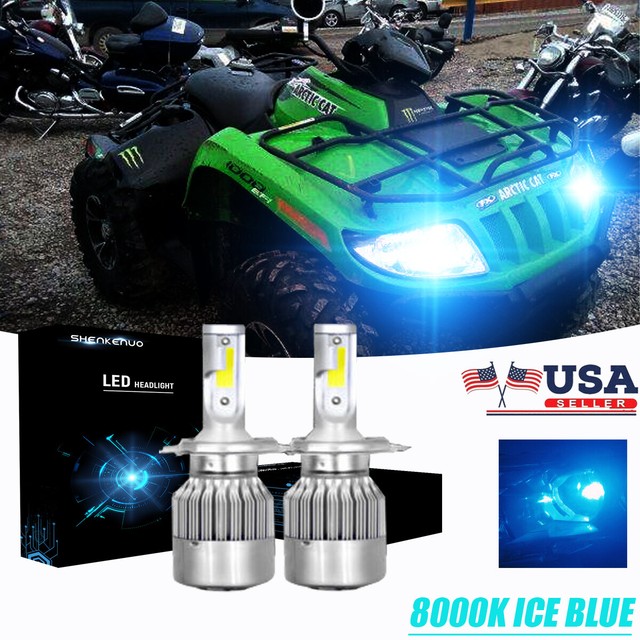 8000K Ice Blue 9003 LED Headlights Bulbs High Low Beam For Arctic Cat