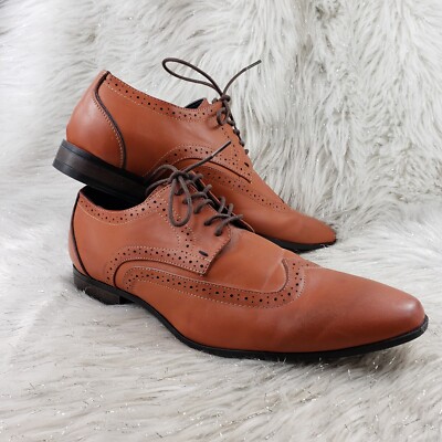 NEW LOOK Mens Casual Brown Wingtrip Dress Shoes Size US 10 EUR 44