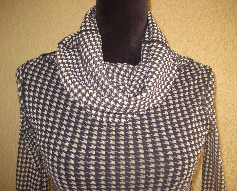 Vestido Jean Paul Gaultier Soliet Fuzzi negro/bronceado pata de gallo malla capucha forrado S Foto 2 de 4