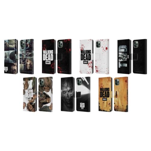 OFFICIAL AMC THE WALKING DEAD LOGO LEATHER BOOK CASE FOR APPLE iPHONE PHONES - Afbeelding 1 van 13