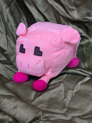 Nanco Pixel Pig Cube Plush Toy - Soft Emboroidered Features - Approx. 4'' x 6''