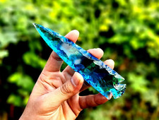 5.5-6" Rare Blue Aqua Obsidian Glass Arrowhead Handmade Gemstone Gift Collection