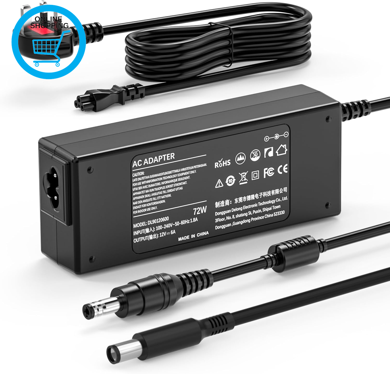 12V 6A 72W Power Supply Adapter for LED Strip Lights, CCTV Security Camera Syste