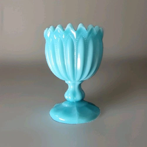Vintage French Portieux Vallerysthal PV Blue Small Compote Candy Dish Goblet