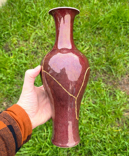 Chinese Antique Porcelain Copper Red Baluster vase c18th Monochrome QING