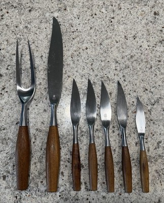 Dansk Classic Fjord Carving ダンスク フィヨルド 7 piece Dansk Classic Fjord Teak 2pc. Carving Set 4 steak knives 1