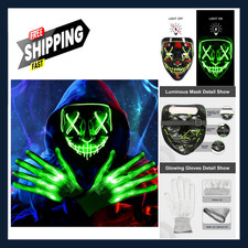 Halloween LED Light Up Mask, Glowing Scary Mask with Multiple Light Modes for