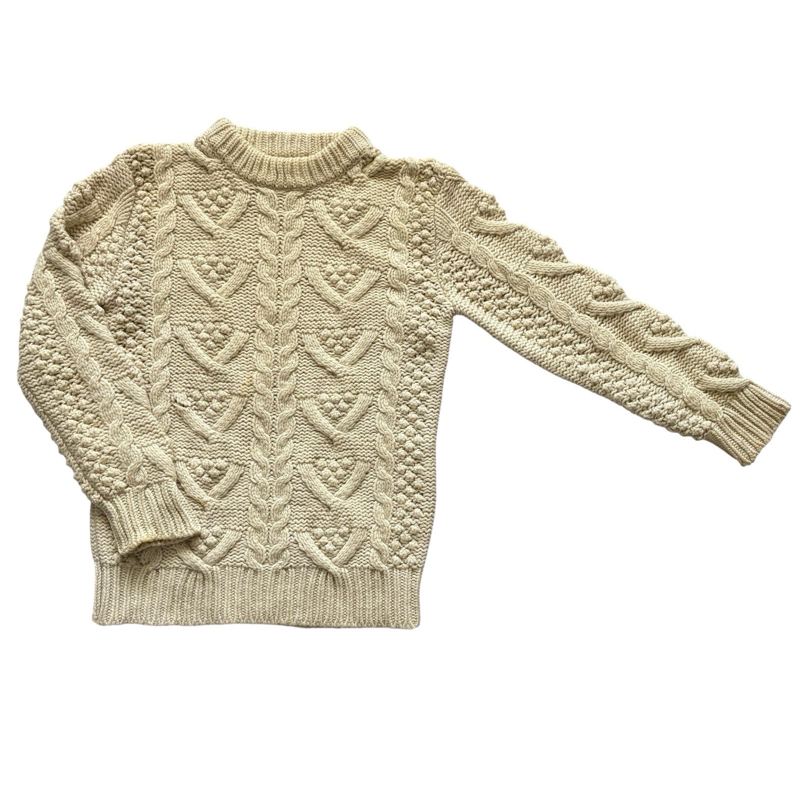 Womens Vintage 80s Jumper Cream Fisherman Style Retro Indie Boho 6 - 8 image 2