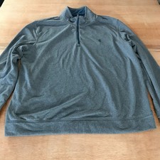 Izod Saltwater Pullover Sweatshirt Men XL Gray 1/4 Zip Long Sleeve Stretch Golf