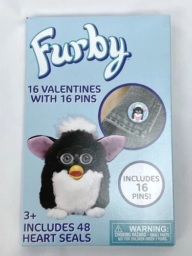 Furby 16 Valentine's Day Cards & Pins Class Exchange School Heart Seals