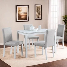 Trygoal Dining Table Set for 4 5pc Room Crystal Decoration & Backrest Chairs