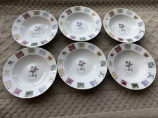 6-GIBSON Concord Collection Christmas Patchwork SNOWMAN Soup /Salad / Pasta Bowl